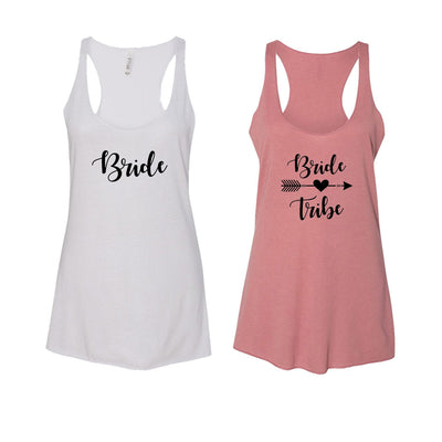 Bride + Bride Tribe Women's Triblend Racerback Tank Top Shirt, Bachelorette Party, Bridal Shirts, Bridesmaids, Bridal Party