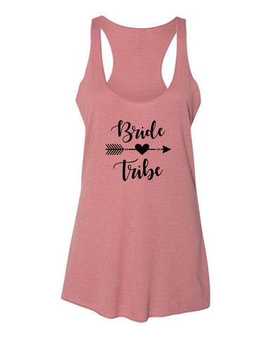 Bride + Bride Tribe Women's Triblend Racerback Tank Top Shirt, Bachelorette Party, Bridal Shirts, Bridesmaids, Bridal Party