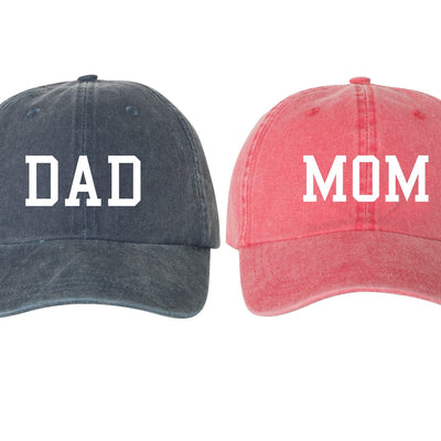Mom & Dad Unstructured Dad Hat Cap, Pigment Dyed Unstructured Baseball Cap, Baby Announcement, Mom And Dad To Be, Choose Hat Style And Color