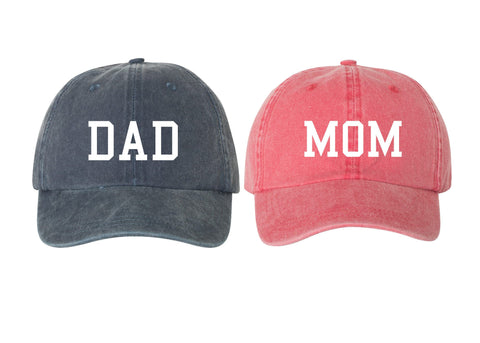 Mom & Dad Unstructured Dad Hat Cap, Pigment Dyed Unstructured Baseball Cap, Baby Announcement, Mom And Dad To Be, Choose Hat Style And Color
