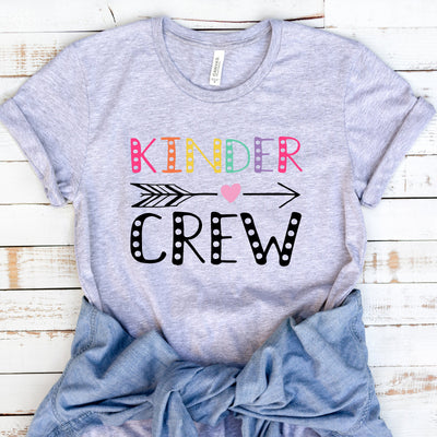 Kinder Crew Shirt,  Elementary School, Kindergarten Shirt, Kindergarten squad crew Shirt, First Day Of School Shirt - Athletic Heather Grey