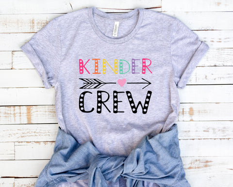Kinder Crew Shirt,  Elementary School, Kindergarten Shirt, Kindergarten squad crew Shirt, First Day Of School Shirt - Athletic Heather Grey