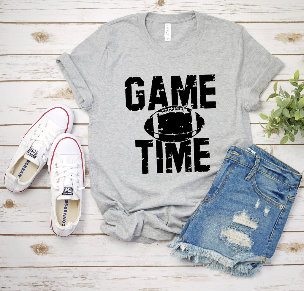 Game Time Shirt, Custom football shirts, Favorite football shirts, Football shirts, Game day shirts, Unisex Shirt - Deep Heather Grey