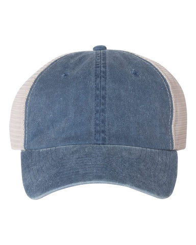 Your Text Here Custom Navy Pigment Dyed Trucker Hat Cap, Unstructured Baseball Cap, Customize, Choose Any Color Vinyl Print!