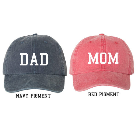 Mom & Dad Unstructured Dad Hat Cap, Pigment Dyed Unstructured Baseball Cap, Baby Announcement, Mom And Dad To Be, Choose Hat Style And Color
