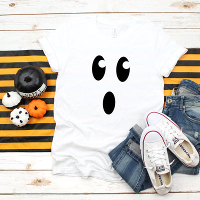 Ghost Face T-Shirt Tee, Trick or treat shirts, Cute Halloween shirts,  Spooky shirts, Fun Halloween shirts, Unisex Shirt - White