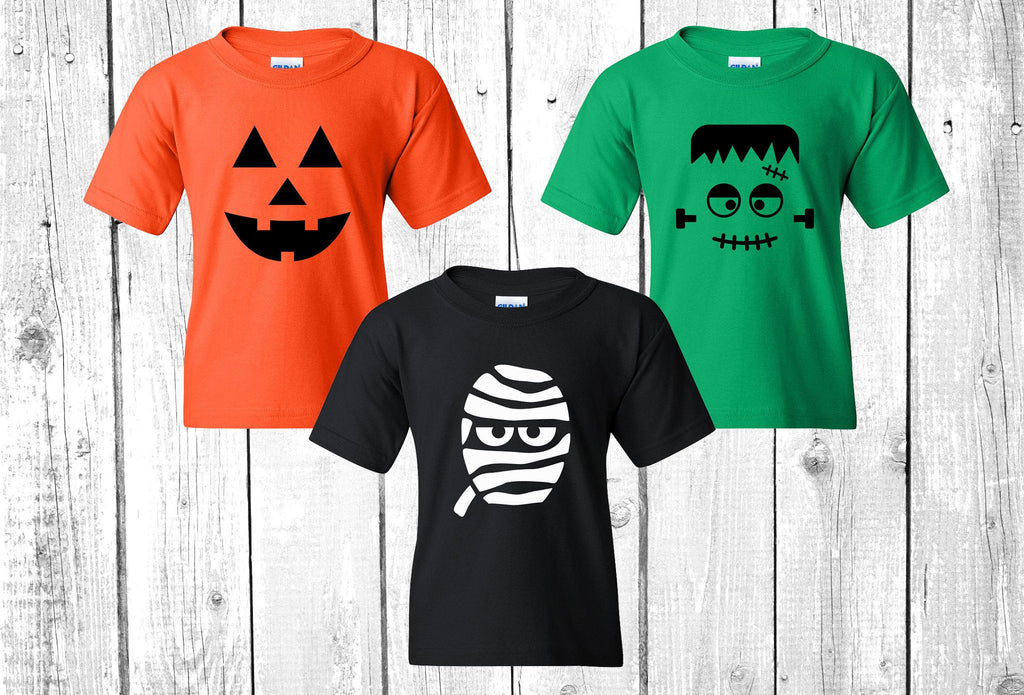 Halloween Character Youth T-Shirt Tee, Halloween Shirts, Pumpkin Shirt, Frankenstein Shirt, Mummy Shirt, Ghost Face Shirt, Halloween Tees