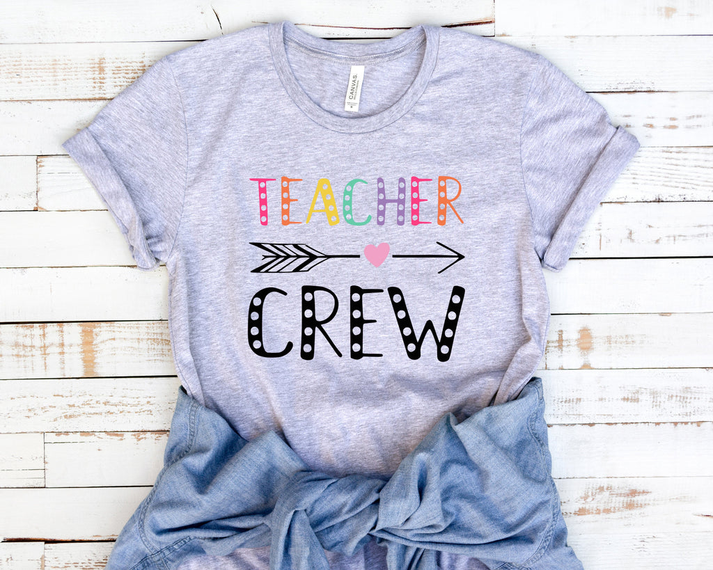 Teacher Crew Shirt, Grade school shirt, Teacher Shirt, Teacher team squad crew Shirt, Teacher shirt - Athletic Heather Grey
