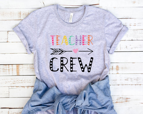 Teacher Crew Shirt, Grade school shirt, Teacher Shirt, Teacher team squad crew Shirt, Teacher shirt - Athletic Heather Grey