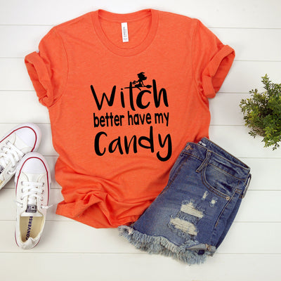 Witch Better Have My Candy Shirt, Trick or treat shirts, Cute Halloween Shirts, Halloween witch shirts, Unisex Shirt - Heather Orange