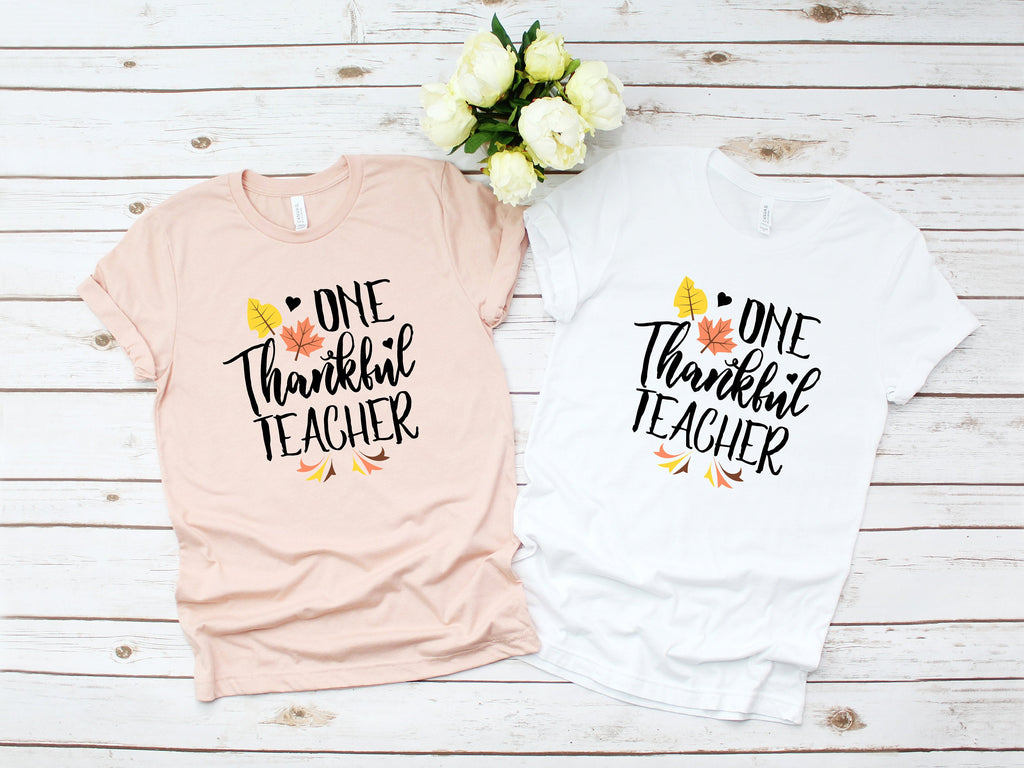 One Thankful Teacher T-Shirt, Teacher Thanksgiving Shirt, Thankful Shirt, Turkey Day Shirt, Thanksgiving Shirt