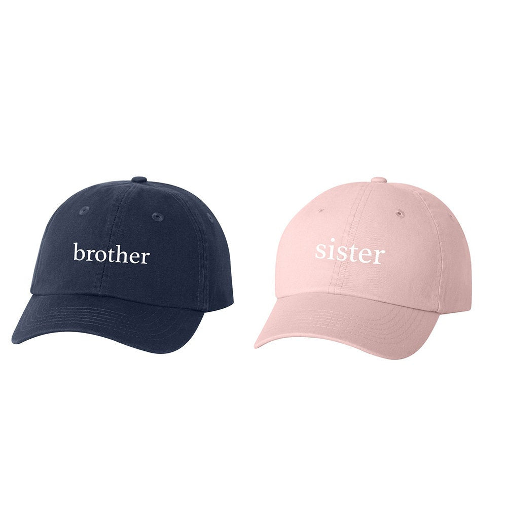 Brother & Sister Lowercase Youth Size Hat Cap, Unstructured Baseball Cap, Baby Announcement, Big Brother, Big Sister, Choose Hat Color!