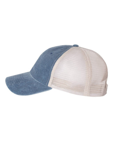 Your Text Here Custom Navy Pigment Dyed Trucker Hat Cap, Unstructured Baseball Cap, Customize, Choose Any Color Vinyl Print!