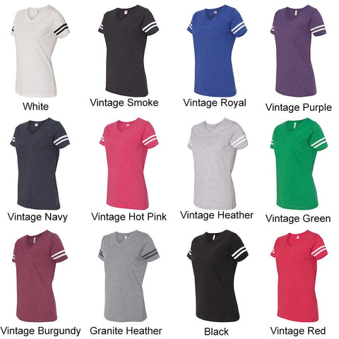 Hooray Sports! Women's Football V-Neck Fine Jersey Tee, Funny Football Shirt, Tailgate Shirt, Sunday Funday, Choose Your Shirt Color!