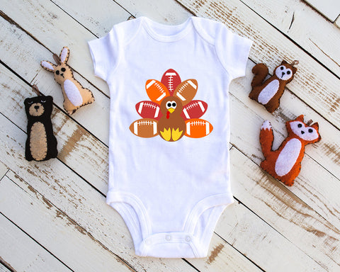 Football Thanksgiving Turkey Baby Infant Bodysuit, Baby Bodysuit, Thanksgiving  Bodysuit, Holiday Baby Bodysuit, Unisex Baby Clothes