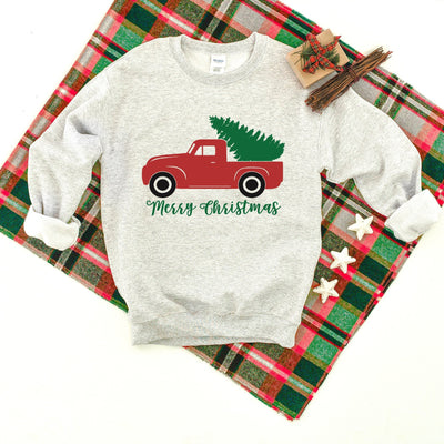 Merry Christmas Rustic Truck Heavy Blend Crewneck Sweatshirt, Funny Christmas Sweater, Funny Saying Sweatshirt, Christmas Humor, Xmas Crew