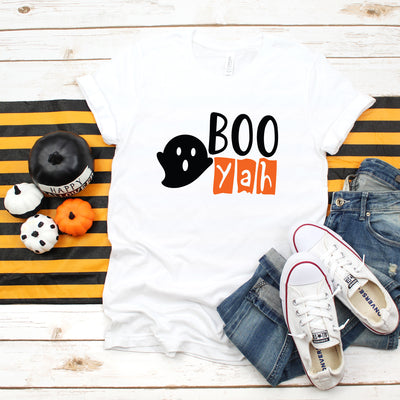 Boo Yah Halloween Shirt Tee,  Halloween Shirts, Halloween Tees, Fall Shirt, Fall Shirts, Funny Tees, Halloween Costume, Boo T-Shirts - White