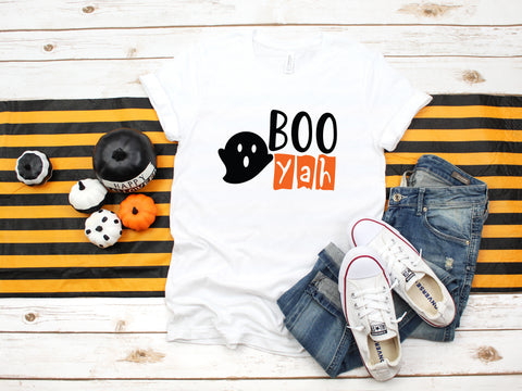 Boo Yah Halloween Shirt Tee,  Halloween Shirts, Halloween Tees, Fall Shirt, Fall Shirts, Funny Tees, Halloween Costume, Boo T-Shirts - White