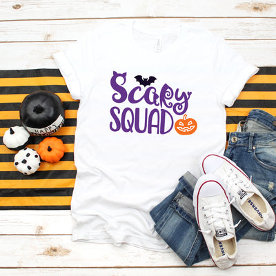 Scary Squad Halloween Shirt Tee,  Halloween Squad Shirts, Halloween Tees, Fall Shirt, Funny Tees, Halloween Costume, Squad T-Shirts - White