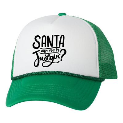 Santa Why You Be Judgin? Trucker Hat Cap, Funny Christmas Hat, Christmas Humor, Funny Saying, Xmas Trucker Hat, Xmas Cap, Holiday Hat Cap