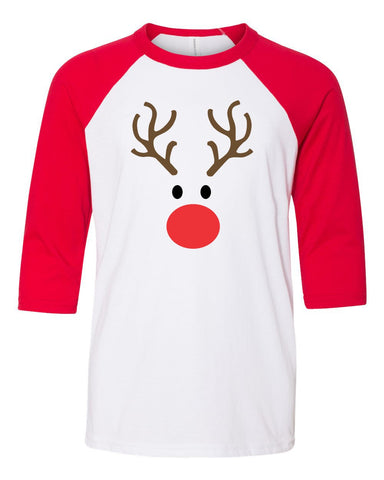 Reindeer, Youth Three Quarter Sleeve Baseball T-Shirt, Funny Christmas Shirt, Funny Saying Shirt, Christmas Shirt