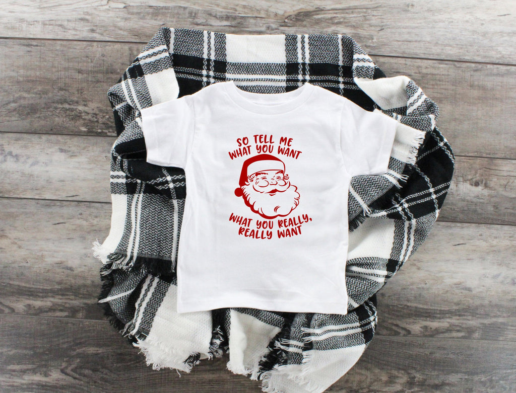 Santa, Tell Me What You Want? Youth T-Shirt, Funny Christmas Shirt, Funny Saying Shirt, Christmas Holiday Shirt, Christmas Party
