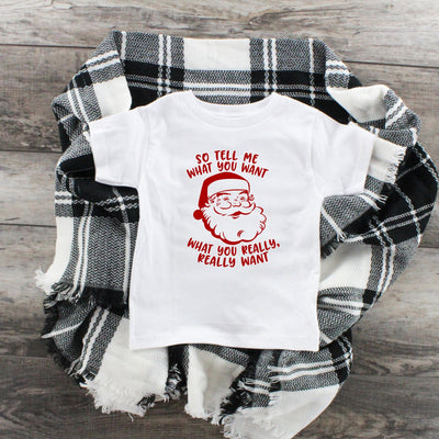 Santa, Tell Me What You Want? Youth T-Shirt, Funny Christmas Shirt, Funny Saying Shirt, Christmas Holiday Shirt, Christmas Party