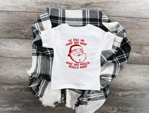Santa, Tell Me What You Want? Youth T-Shirt, Funny Christmas Shirt, Funny Saying Shirt, Christmas Holiday Shirt, Christmas Party