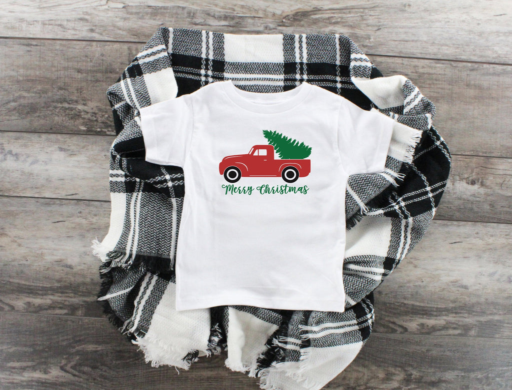 Rustic Christmas Truck, White Youth T-Shirt, Funny Christmas Shirt, Funny Saying Shirt, Christmas Holiday Shirt, Christmas Party