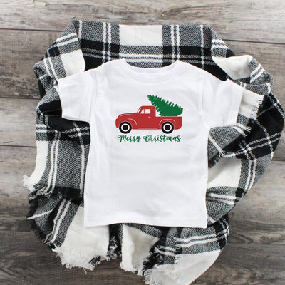 Rustic Christmas Truck, White Youth T-Shirt, Funny Christmas Shirt, Funny Saying Shirt, Christmas Holiday Shirt, Christmas Party