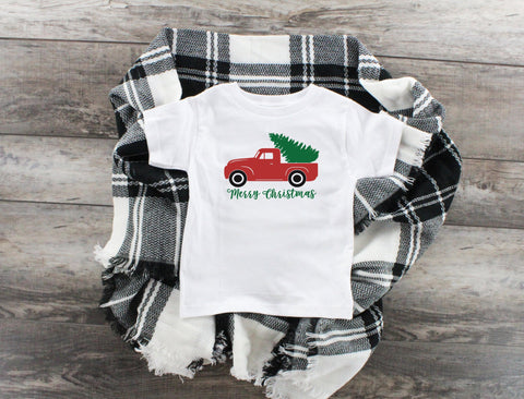 Rustic Christmas Truck, White Youth T-Shirt, Funny Christmas Shirt, Funny Saying Shirt, Christmas Holiday Shirt, Christmas Party