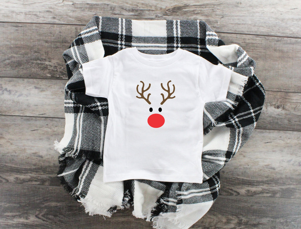 Reindeer Face, White Youth T-Shirt, Funny Christmas Shirt, Funny Saying Shirt, Christmas Holiday Shirt, Christmas Party