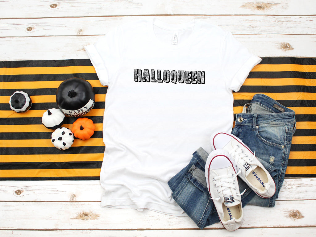 Halloqueen Spiders Halloween Shirt Tee,  Halloween Squad, Halloween Tees, Fall Shirt, Funny Tees, Halloween Costume, Squad T-Shirts - White
