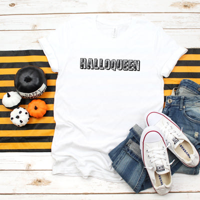 Halloqueen Spiders Halloween Shirt Tee,  Halloween Squad, Halloween Tees, Fall Shirt, Funny Tees, Halloween Costume, Squad T-Shirts - White