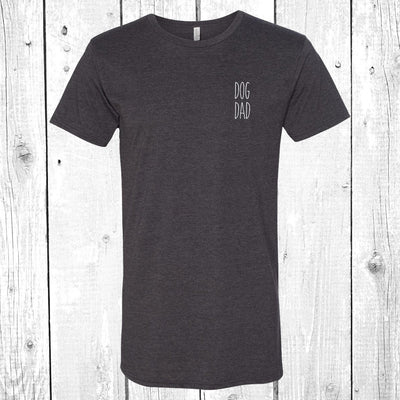 Dog Dad Left Chest Long Body T-Shirt Tee, Dog Shirts, Dog Shirt, Dog Dad Shirts, Dunn Font, Dog Lover, Long Tee Style, 4 Colors Available!