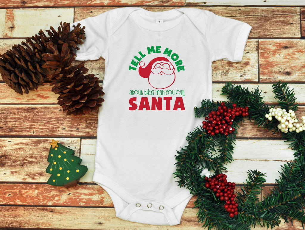 Tell Me More About Santa, Baby Infant Bodysuit, Baby Bodysuit, Christmas  Bodysuit, Holiday Baby Bodysuit, Unisex Baby Clothes