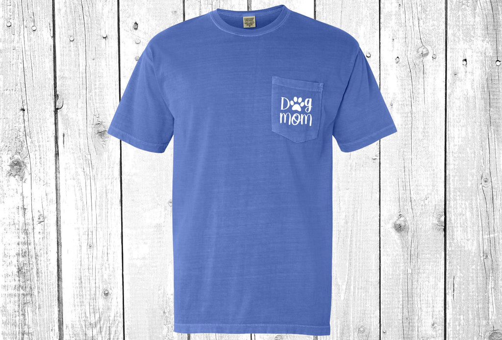 Dog Mom Paw Pocket T-Shirt Tee, Comfort Colors Shirts, Fur Mom Shirts, Dog Shirt, Dog Mom Shirts, Dog Paw Shirts, More Colors Available!