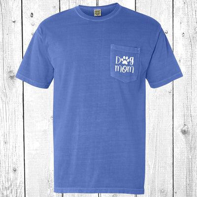 Dog Mom Paw Pocket T-Shirt Tee, Comfort Colors Shirts, Fur Mom Shirts, Dog Shirt, Dog Mom Shirts, Dog Paw Shirts, More Colors Available!