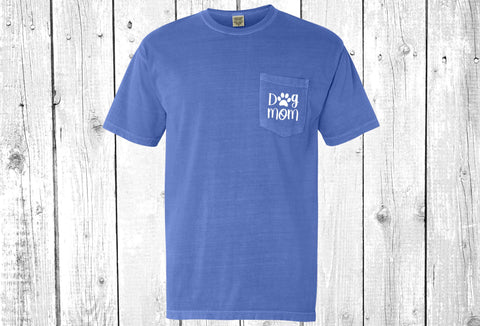 Dog Mom Paw Pocket T-Shirt Tee, Comfort Colors Shirts, Fur Mom Shirts, Dog Shirt, Dog Mom Shirts, Dog Paw Shirts, More Colors Available!