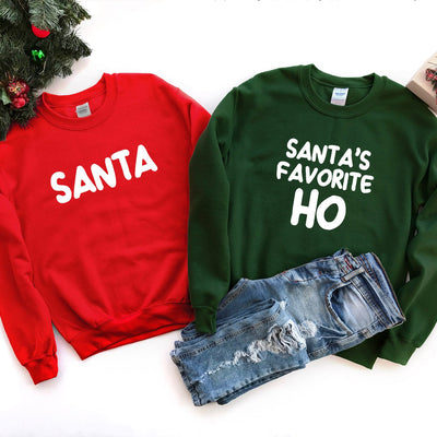 Santa's Favorite Ho Couples Heavy Blend Crewneck Sweatshirt, Santa Funny Christmas Sweater, Funny Saying Sweatshirt, Xmas Humor, Christmas