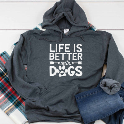 Life Is Better With Dogs Heavy Blend Hooded Sweatshirt Hoodie, Dog Mom Hoodie, Dog Dad Hoodie, Fur Mama, Dog Dad, Dog Mom, 12 Colors!