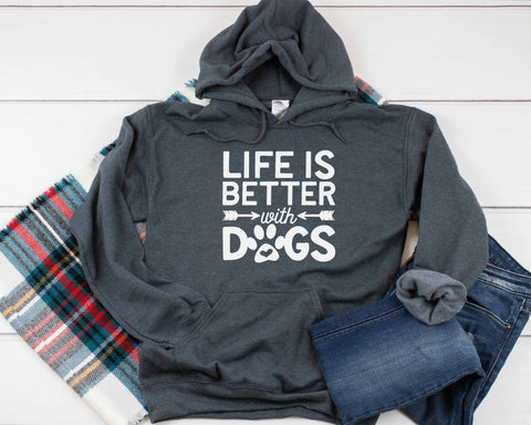 Life Is Better With Dogs Heavy Blend Hooded Sweatshirt Hoodie, Dog Mom Hoodie, Dog Dad Hoodie, Fur Mama, Dog Dad, Dog Mom, 12 Colors!