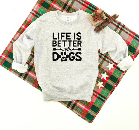Life Is Better With Dogs Heavy Blend Crewneck Sweatshirt, Dog Lover Sweater, Dog Parent Sweatshirt, Pet Lover Crew Sweater, I Love My Dogs