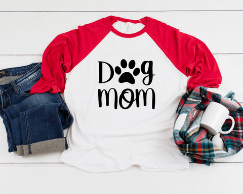 Dog Mom Paw Three-Quarter Sleeve Baseball T-Shirt, Dog Mom Shirt, Fur Mama Shirt, Dog Mama Shirt, Dog Parent, Gift For Dog Mom, Dog Paw