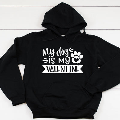 My Dog Is My Valentine Heavy Blend Hooded Sweatshirt Hoodie, Dog Mom Hoodie, Valentines Day Sweater, Fur Mama Hoodie, Dog Mom, 12 Colors!