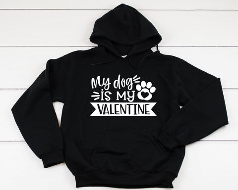 My Dog Is My Valentine Heavy Blend Hooded Sweatshirt Hoodie, Dog Mom Hoodie, Valentines Day Sweater, Fur Mama Hoodie, Dog Mom, 12 Colors!