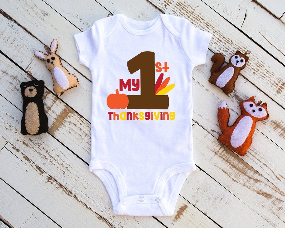 My 1st Thanksgiving Baby Infant Bodysuit, Baby Bodysuit, Thanksgiving Bodysuit, Holiday Baby Bodysuit, , Unisex Baby Clothes