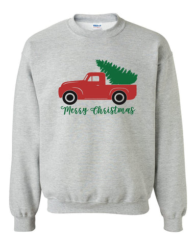 Merry Christmas Rustic Truck Heavy Blend Crewneck Sweatshirt, Funny Christmas Sweater, Funny Saying Sweatshirt, Christmas Humor, Xmas Crew