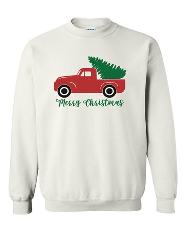 Merry Christmas Rustic Truck Heavy Blend Crewneck Sweatshirt, Funny Christmas Sweater, Funny Saying Sweatshirt, Christmas Humor, Xmas Crew