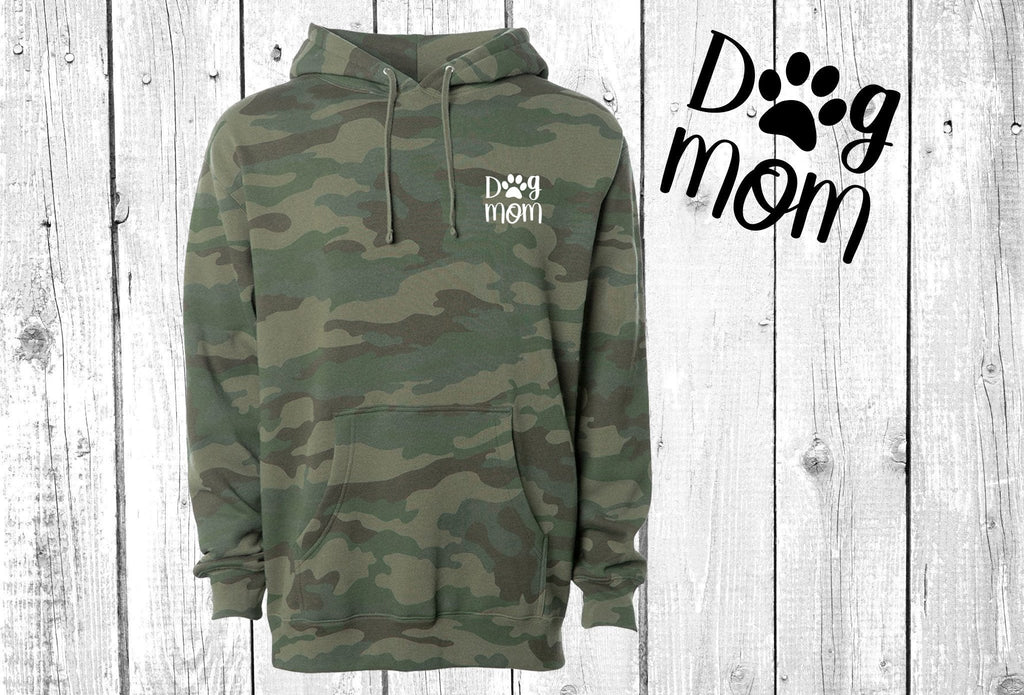 Dog Mom Paw Camo Hooded Pullover Sweatshirt, Dog Lover, Dog Mom Hoodie, Fur Mama Hoodie, Dog Mama Hooded Sweatshirt, Fur Mom - Forest Camo
